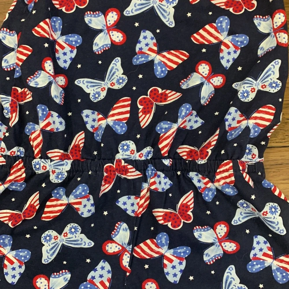 The Children’s Place Girls Patriotic Butterfly Romper Size XL 14 Red White Blue